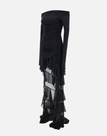 "Mini dress in jersey with chiffon train" 2A623A N0990 BLUMARINE 