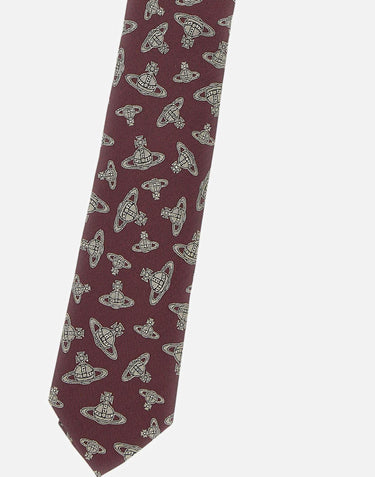 Cravatta in seta "Logomania" 81050001 W019AI401 VIVIENNE WESTWOOD 