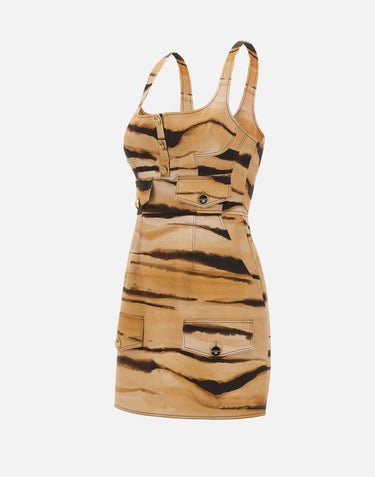 Mini abito in drill con stampa tigre AB95962E2 470 ELISABETTA FRANCHI 