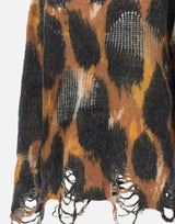 Maglia leopard in lana destroyed F5LAWOJP063 570 LANEUS 