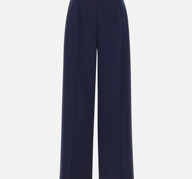 Pantaloni in crêpe a vita alta P16523 NAVY NISSA 