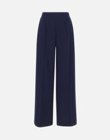 Pantaloni in crêpe a vita alta P16523 NAVY NISSA 