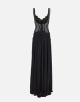 Abito da sera con inserti in pizzo e paillettes RS16294 BLACK NISSA 