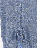 Maglia smanicata con paillettes e piume 173020 697 KANGRA 