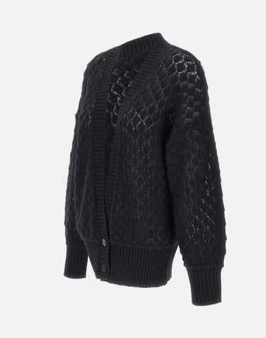 Cardigan over in maglia a punto pizzo 2M644A N0990 BLUMARINE 