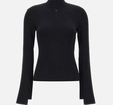 "Interlock Mockneck Sweater" 425MPU260FI0001 BLACK COURREGES 