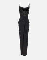 Abito lungo con drappeggi QZ011 BLACK JACQUES WEI 