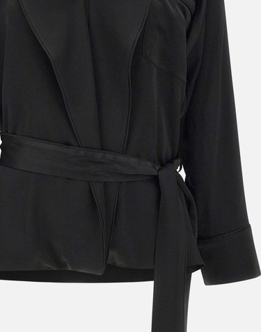 "Pyjama Wrap Blouse" 1425WSH006839B BLACK VICTORIA BECKHAM 