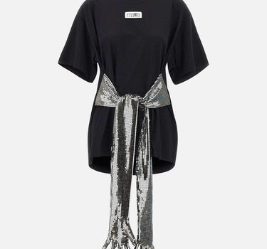 T-shirt in cotone con guanti con paillettes S52GC0358 M20170900 MM6 MAISON MARGIELA 
