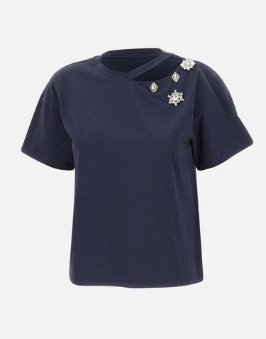 T-shirt con ricami gioiello CA6160JS088 P9583 LIU-JO 