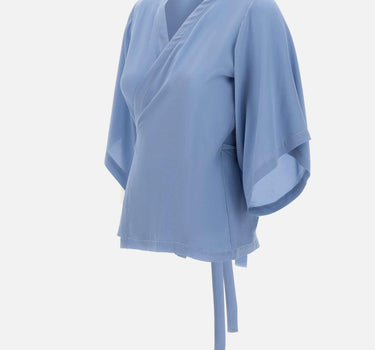 Blusa incrociata in crêpe di seta 191568 516 KANGRA 