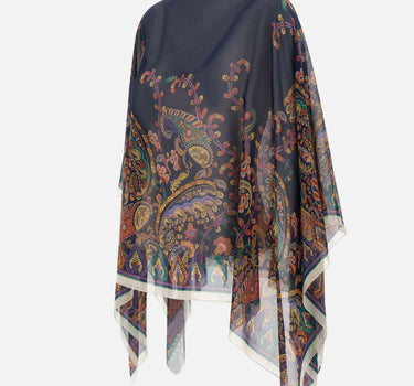 Top poncho in seta con stampa paisley floreale WRJA0027 AKG22X0883 ETRO 