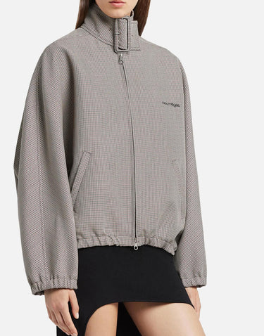 Giacca bomber pied de poule con fibbia e zip 126CBL334W00145 REDBLACK COURREGES 