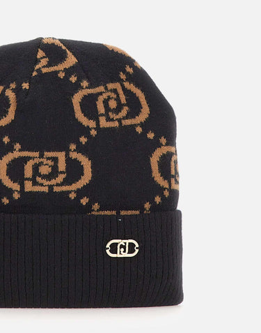 Berretto in monogram jacquard 2F5005M0300 09N37 LIU-JO 