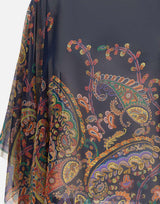 Top poncho in seta con stampa paisley floreale WRJA0027 AKG22X0883 ETRO 