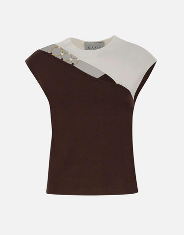 Top bicolor con anelli SP1NT008 6A44 KAOS 