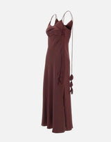 Abito in raso con inserti floreali 218MBU BURGUNDY SELF-PORTRAIT 