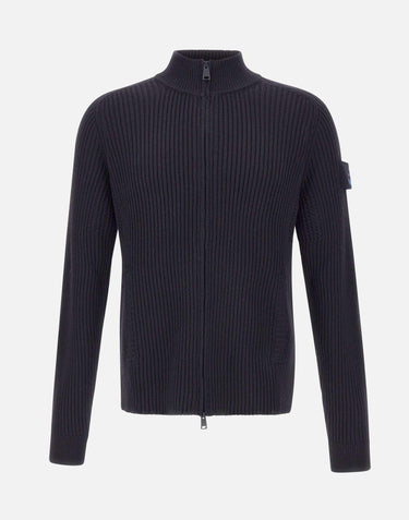 "Ribbed Zip Up Cardigan" PMG25 BLUE PREMIATA 