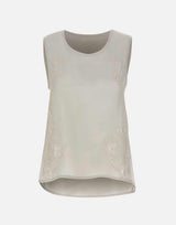 Top in lino con dettagli in pizzo W14040781 OFFWHITE MAURIZIO MYKONOS 