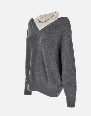 Maglia con ricami gioiello MF5126MA85Q 03738 LIU-JO 