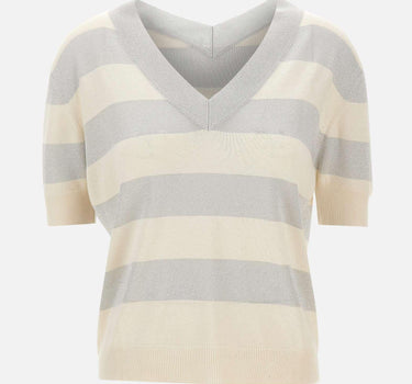 Maglia a righe con scollo a V 57220 23702005 GRAN SASSO 