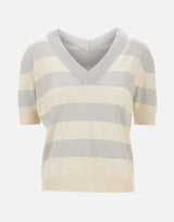 Maglia a righe con scollo a V 57220 23702005 GRAN SASSO 