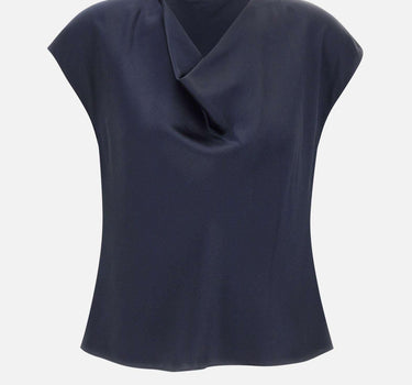 Camicetta in seta con scollo a cappuccio V796112595 403CBL VINCE. 