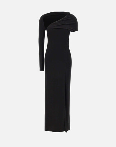"One Shoulder Crepe Jersey Dress" 425JR0735JS0145 BLACK COURREGES 