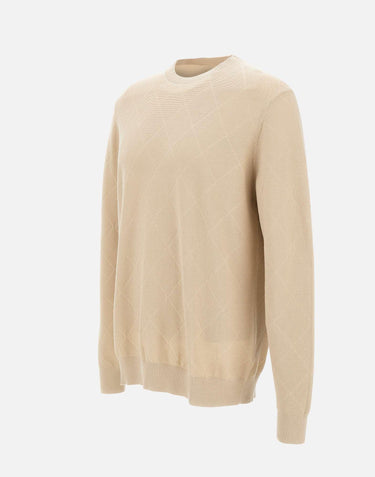 Maglia in cotone con lavorazione a rombi DK17016 SABBIA DIKTAT 