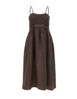 Abito lungo in misto lino con ricami W06170781 CHOCOLATE MAURIZIO MYKONOS 