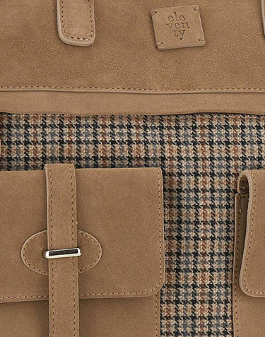 Borsa a mano in pelle scamosciata e tessuto N77BORN06 PEL0N030040422 ELEVENTY 