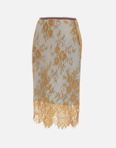 "Brownish green contrast lace skirt" BQ005 BROWNISHGREEN JACQUES WEI 