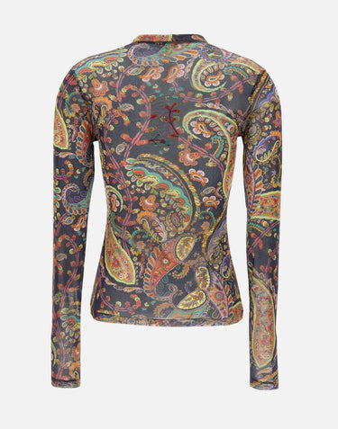 Top in tulle stretch con motivo Paisley WRJA0038 AKG51X0884 ETRO 
