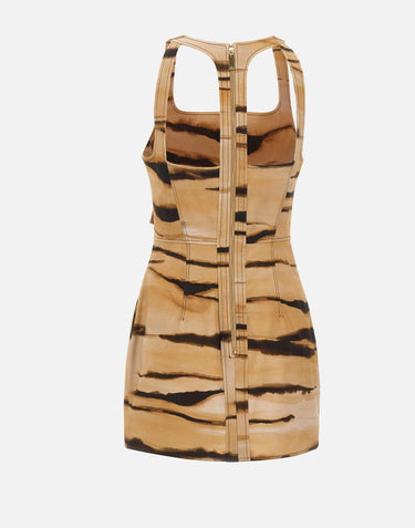 Mini abito in drill con stampa tigre AB95962E2 470 ELISABETTA FRANCHI 
