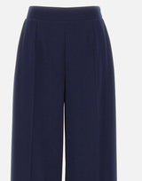 Pantaloni in crêpe a vita alta P16523 NAVY NISSA 