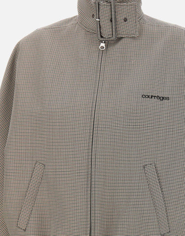 Giacca bomber pied de poule con fibbia e zip 126CBL334W00145 REDBLACK COURREGES 