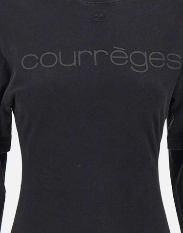Maglia "Logo Print Double Sleeves" 326JTS275JS0305 STONEWASHEDGRYBLK COURREGES 