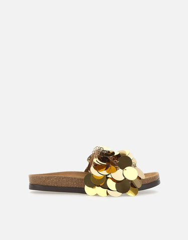 Sandali in pelle e dischi oro 24SHH0094EMB015 M773 RABANNE 