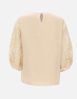 Blusa in garza ramié e Sangallo 2616161012600 060 MAX MARA STUDIO 