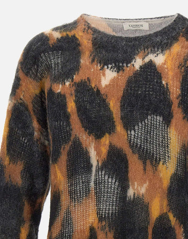 Maxi maglione leopardato con strappi F5LAMAJP065 570 LANEUS 