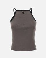 "Contrast Tank Top" 126JDE149JS0203 CARBLACK COURREGES 