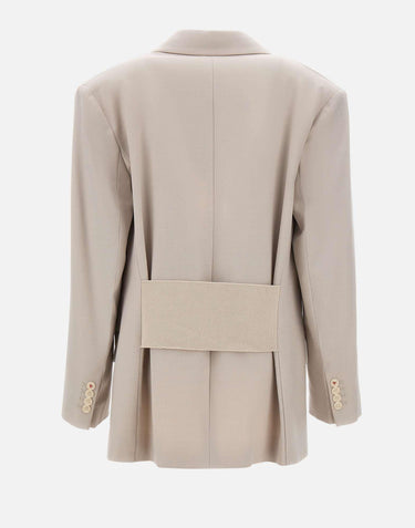 "Relaxed Double Breasted Jacket" 1325WJK006442A PUMICE VICTORIA BECKHAM 