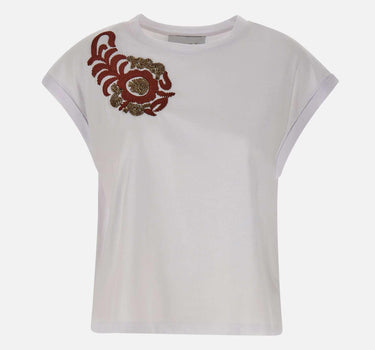 T-shirt con ricamo floreale SP1DK003 1019 KAOS 