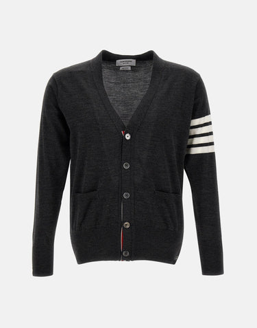"Classic V-Neck Cardigan In Fine Merino Wool" MKC002A Y1014022 THOM BROWNE 