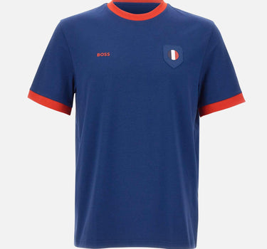 T-shirt in cotone elasticizzato con bandiera 50562134 419 BOSS 