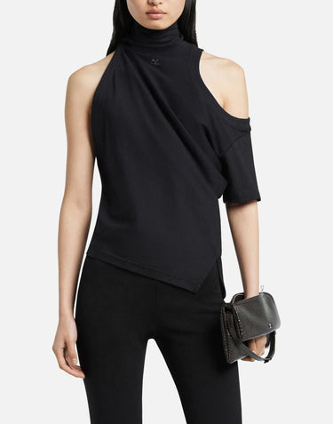 "Twisted jersey t-shirt" 425JTS231JS0233 BLACK COURREGES 
