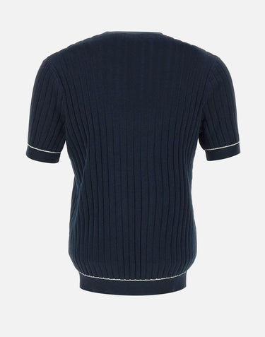 T-shirt in maglia in cotone ultrafine DK87039 BLU DIKTAT 