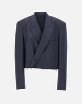 Giacca corta con orlo sfrangiato S52BN0154 M35466524M MM6 MAISON MARGIELA 
