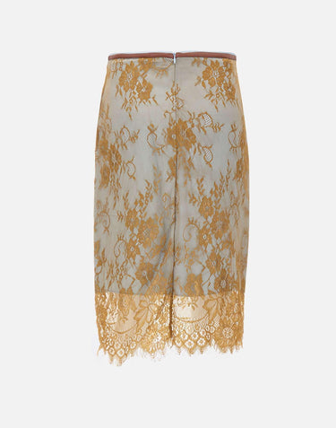 "Brownish green contrast lace skirt" BQ005 BROWNISHGREEN JACQUES WEI 