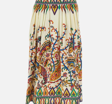 Gonna midi plissé in cotone con stampa paisley floreale WRFA0112 99SP5I0X0800 ETRO 